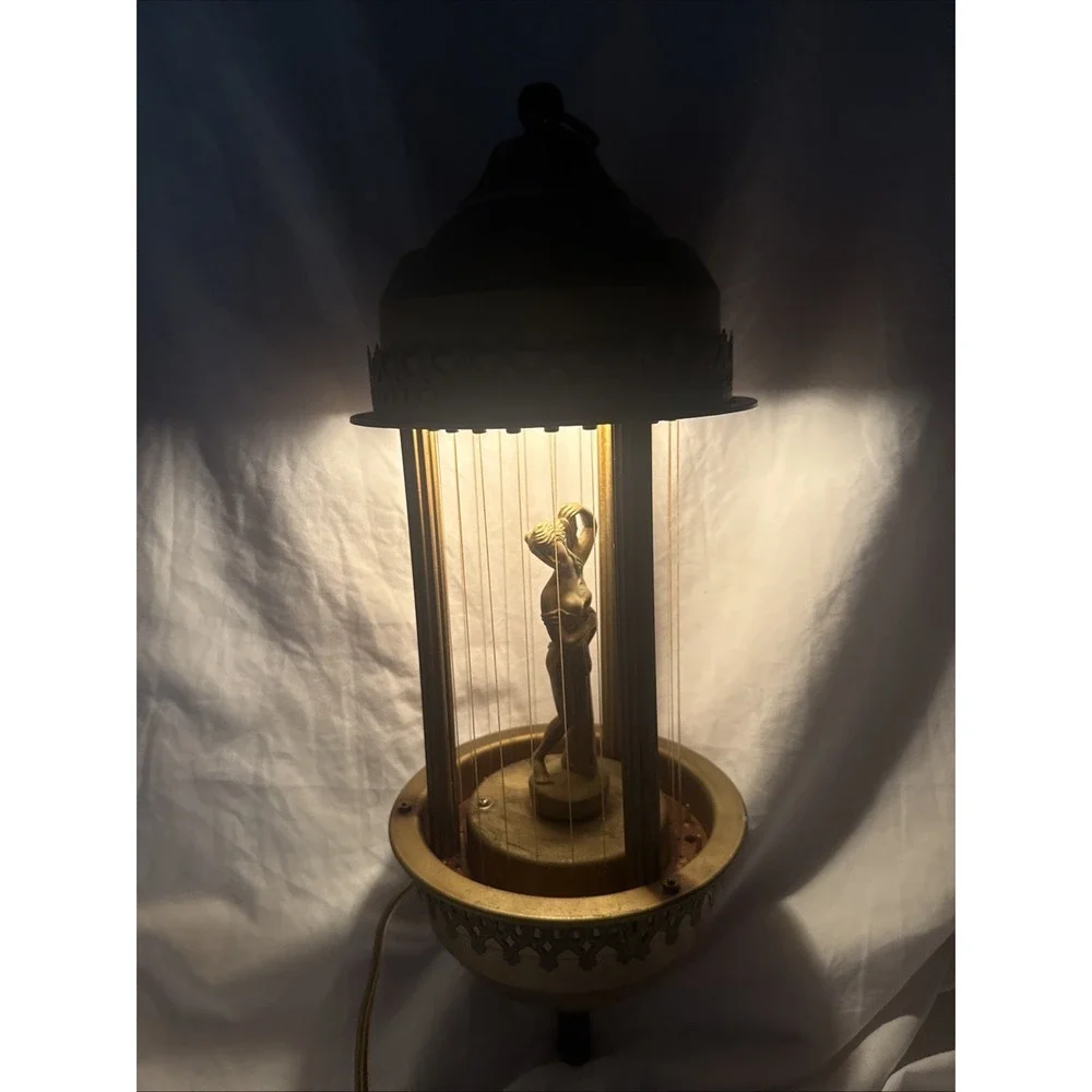 Vintage Gold Greek Goddess Hanging Oil Rain Drip Lamp Working 16